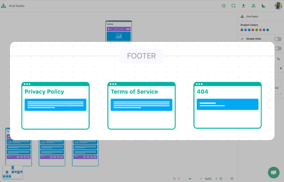 online sitemap builder footer and key