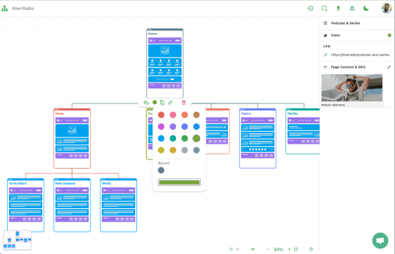 Online sitemap builder for designing sitemaps